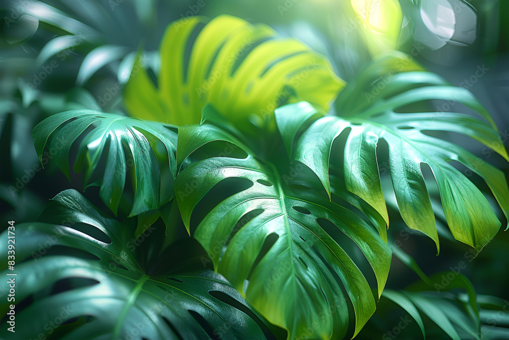 Obraz premium abstract green leaf texture, nature background, tropical leaf