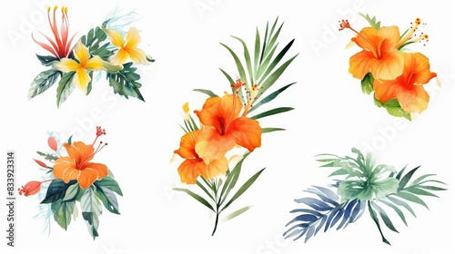 Vibrant Watercolor Flowers from Brazil for Decor and Design Generative AI © Peter
