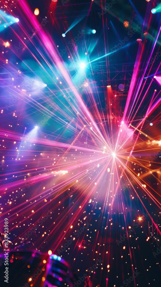 Naklejka premium Brightly colored lights party background