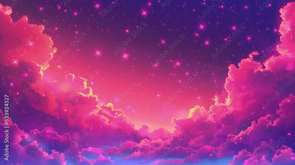 beautiful pink and purple gradient color cloudy sky fluffy cloudy sky with shinny stars on sky beautiful pink and purple gradient color cloudy sky fluffy cloudy sky with shinny stars on sky
