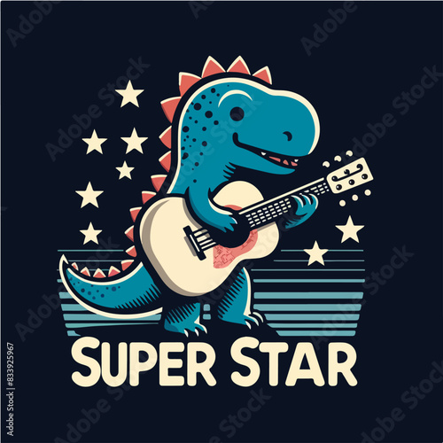 vector cool animals playing guitar t-shirt design concept