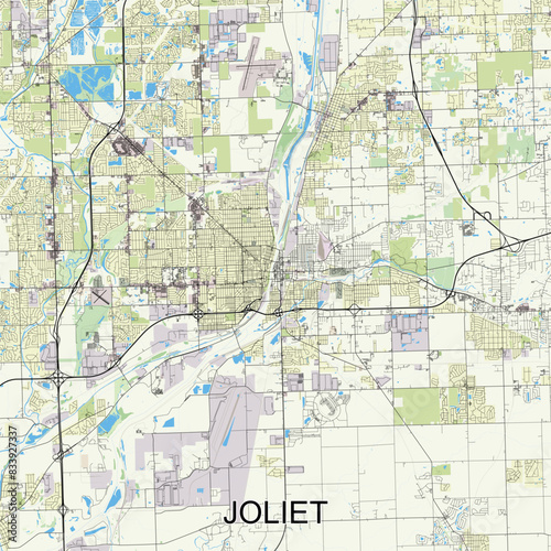 Joliet  Illinois  United States map poster art
