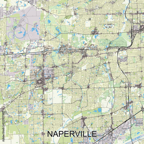 Naperville, Illinois, United States map poster art photo