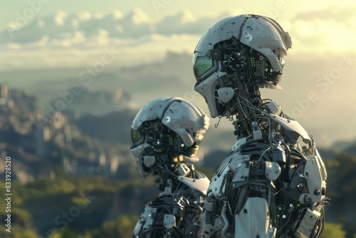 Two Robots Gazing at Distant Landscape, Advanced Technology