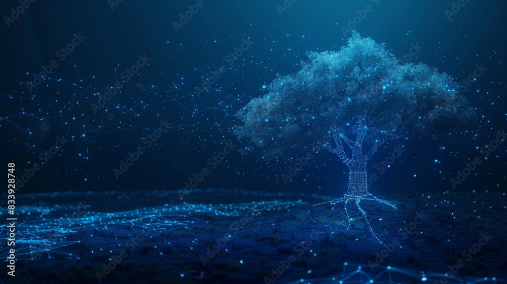 Fototapeta premium abstract digital tree backdrop, copy space, place for text