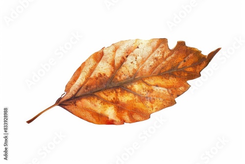 A detailed shot of a single leaf on a plain white background, great for editorial or commercial use