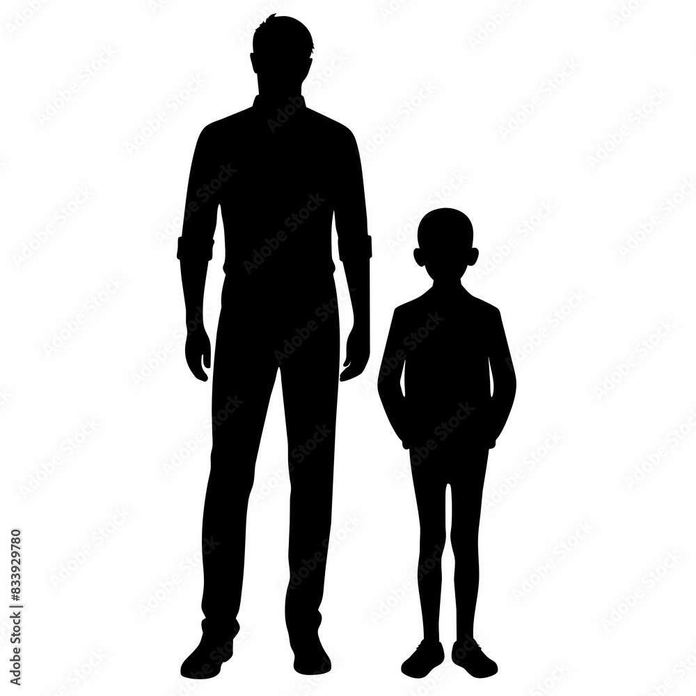 Father and son full body vector silhouette Father and son full body vector silhouette