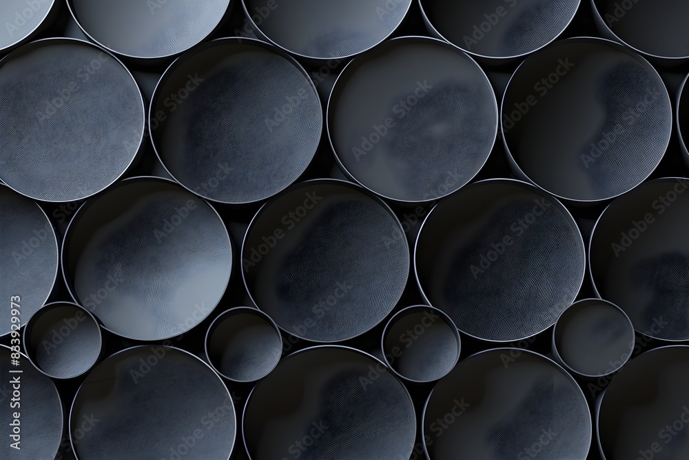 Dark grey background with round shapes, arranged in a symmetrical pattern
Dark grey background with round shapes, arranged in a symmetrical pattern