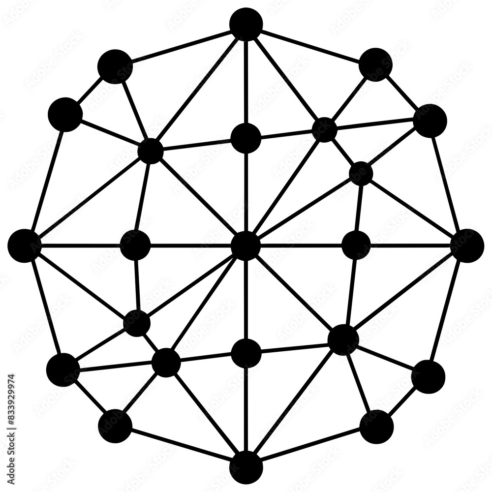 Grid of connections, lines and dots randomly placed and connected vector silhouette Grid of connections, lines and dots randomly placed and connected vector silhouette