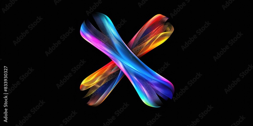 Fototapeta premium Close-up shot of a letter 'x' composed from multiple colorful ribbons