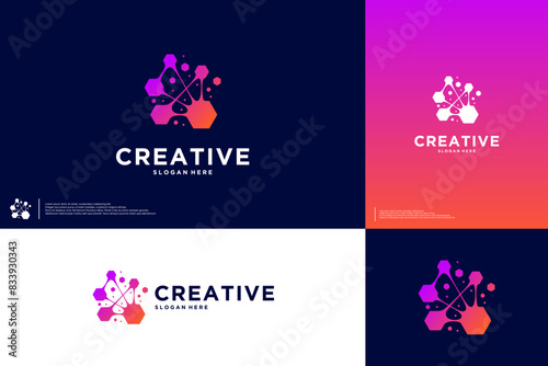 abstract logo electrical system, pixel release, artificial intelligence, logo design symbol.