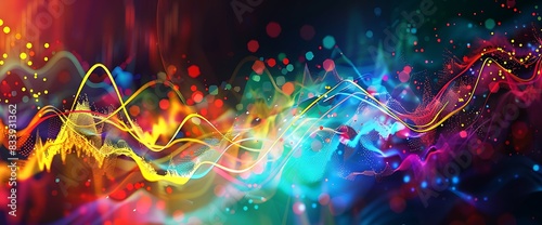 A vibrant  abstract representation of a stock market graph with bold  swirling lines and splashes of color indicating market volatility.