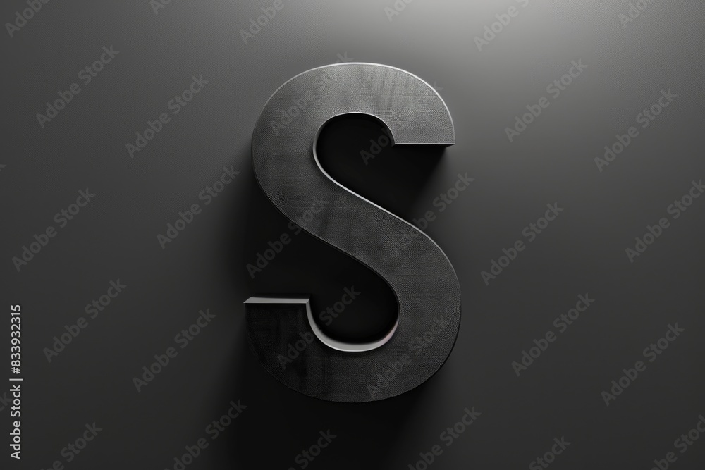 A close-up shot of a letter S in black and white A close-up shot of a letter S in black and white