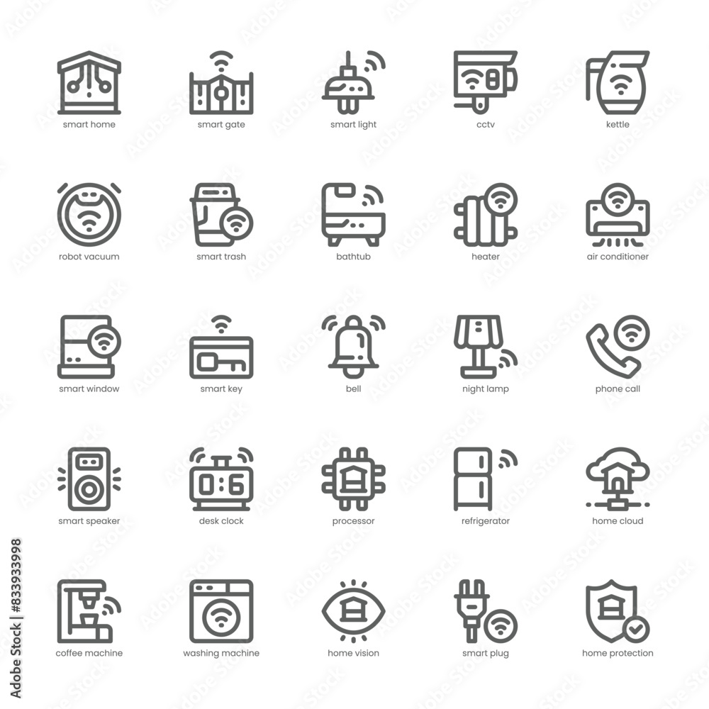 Smarthome icon pack for your website, mobile, presentation, and logo design. Smarthome icon outline design. Vector graphics illustration and editable stroke. Smarthome icon pack for your website, mobile, presentation, and logo design. Smarthome icon outline design. Vector graphics illustration and editable stroke.