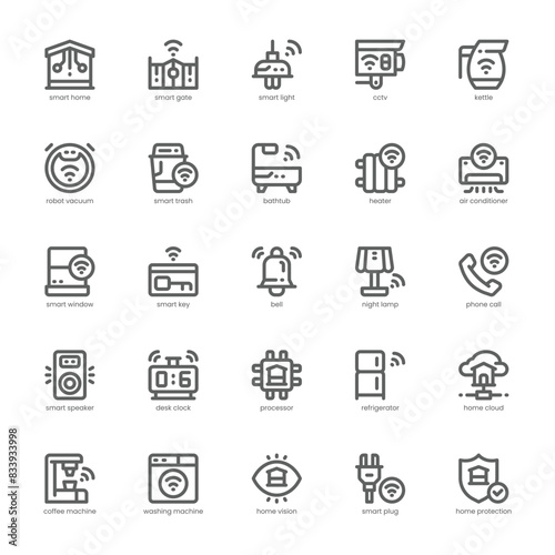 Smarthome icon pack for your website, mobile, presentation, and logo design. Smarthome icon outline design. Vector graphics illustration and editable stroke. © Yaprativa