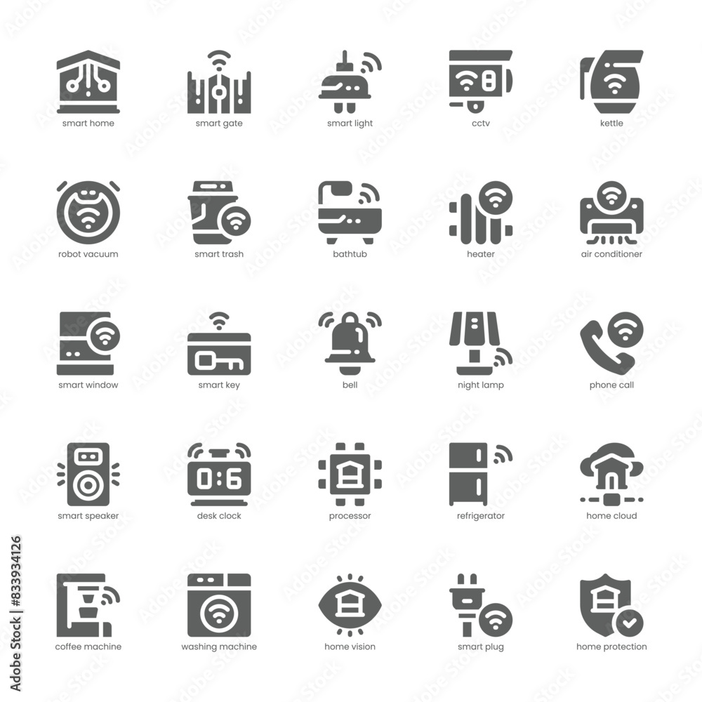 Smarthome icon pack for your website, mobile, presentation, and logo design. Smarthome icon glyph design. Vector graphics illustration and editable stroke. Smarthome icon pack for your website, mobile, presentation, and logo design. Smarthome icon glyph design. Vector graphics illustration and editable stroke.