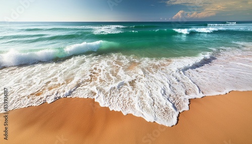 beach sand sea water summer background sand beach desert texture white foam wave sandy seashore top view