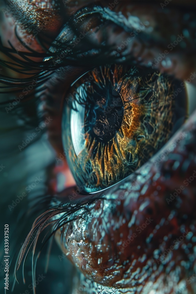 A close-up view of an individual's eye with details on the iris and pupil A close-up view of an individual's eye with details on the iris and pupil