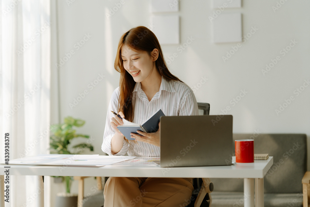 Happy cheerful cute beautiful business woman in office. Happy cheerful cute beautiful business woman in office.