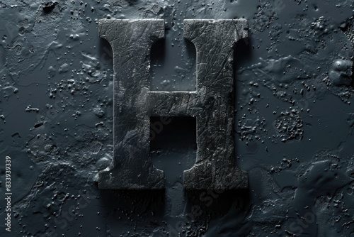 A detailed view of the metal letter H with sharp edges and industrial design photo