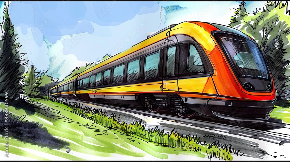 Fototapeta premium Colorful train on a railway