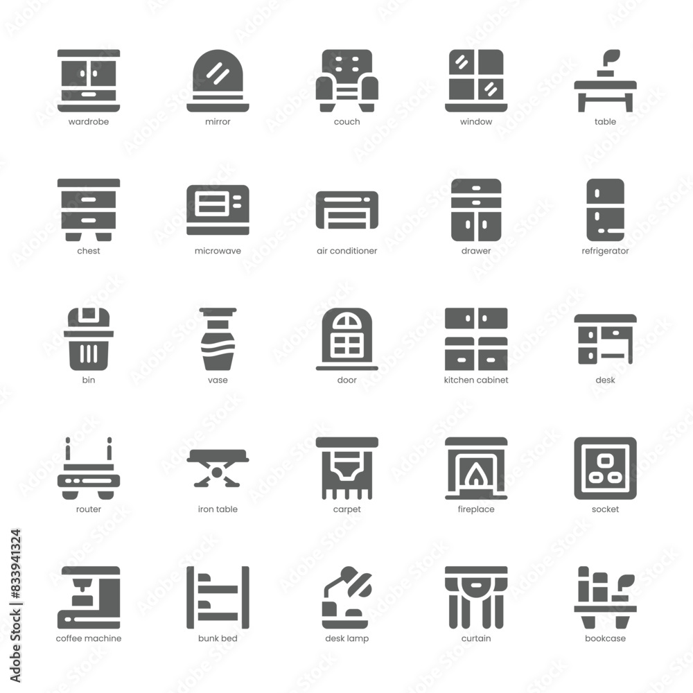 Home Furniture icon pack for your website, mobile, presentation, and logo design. Home Furniture icon glyph design. Vector graphics illustration and editable stroke. Home Furniture icon pack for your website, mobile, presentation, and logo design. Home Furniture icon glyph design. Vector graphics illustration and editable stroke.