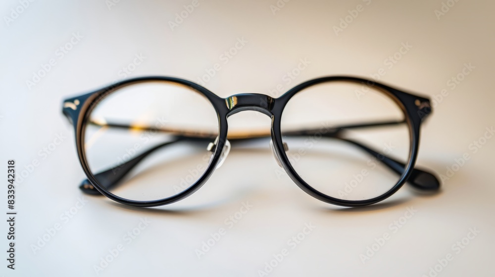 Classic black eyeglasses on white background. Stylish black eyeglasses with round frames, perfect for website banners, product photos, and marketing materials. Classic black eyeglasses on white background. Stylish black eyeglasses with round frames, perfect for website banners, product photos, and marketing materials.