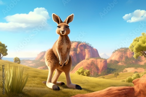 kangaroo in the desert, generative ai © ImronDesign