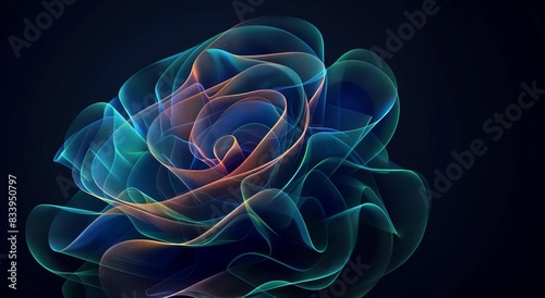 Abstract Multicolored Neon Rose with Black Background   © Vlad