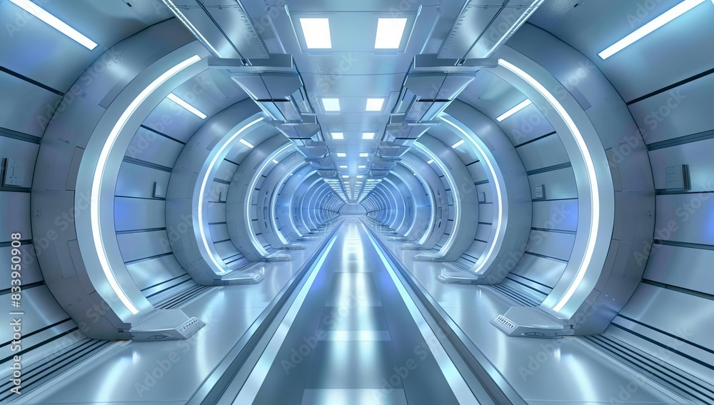 A futuristic tunnel with blue lighting and sleek design, illustrating advanced technology and modern architectural innovation.
A futuristic tunnel with blue lighting and sleek design, illustrating advanced technology and modern architectural innovation.