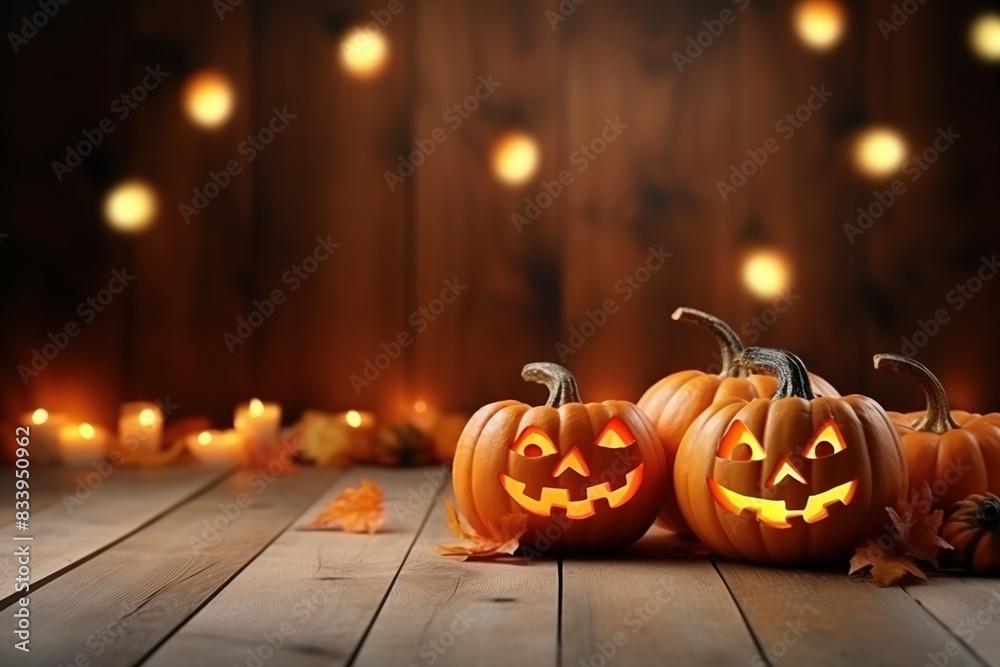 Fototapeta premium halloween pumpkin on a black background, generative ai