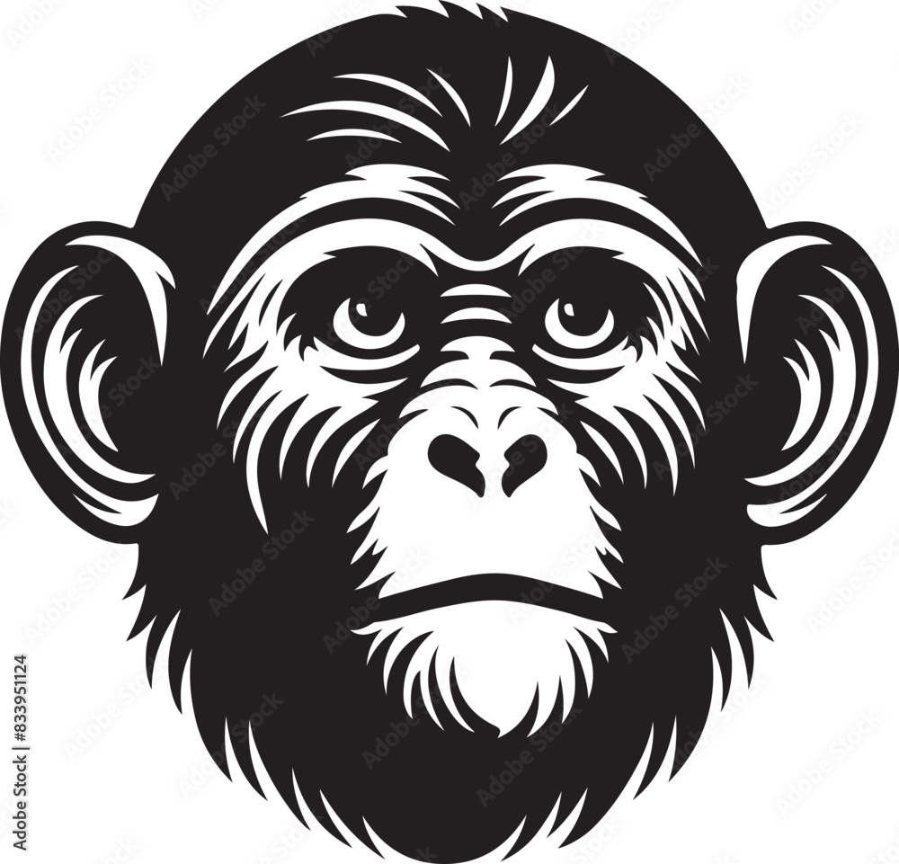 Obraz premium black and cartoon illustration of Monkey head