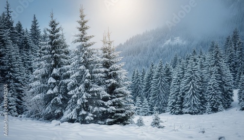 winter christmas background with fir trees