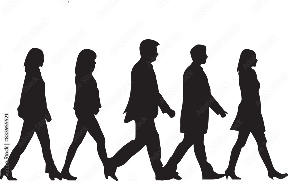walking business people silhouette on transparent background walking business people silhouette on transparent background