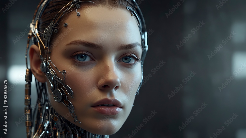 Artificial Intelligence Head Portrait With Intricate Parts Robotical Robot Background Artificial Intelligence Head Portrait With Intricate Parts Robotical Robot Background