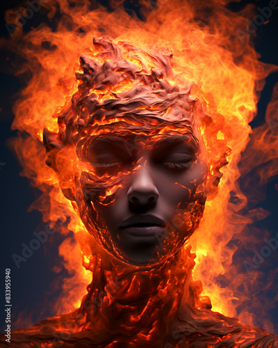 Women's head in flames
