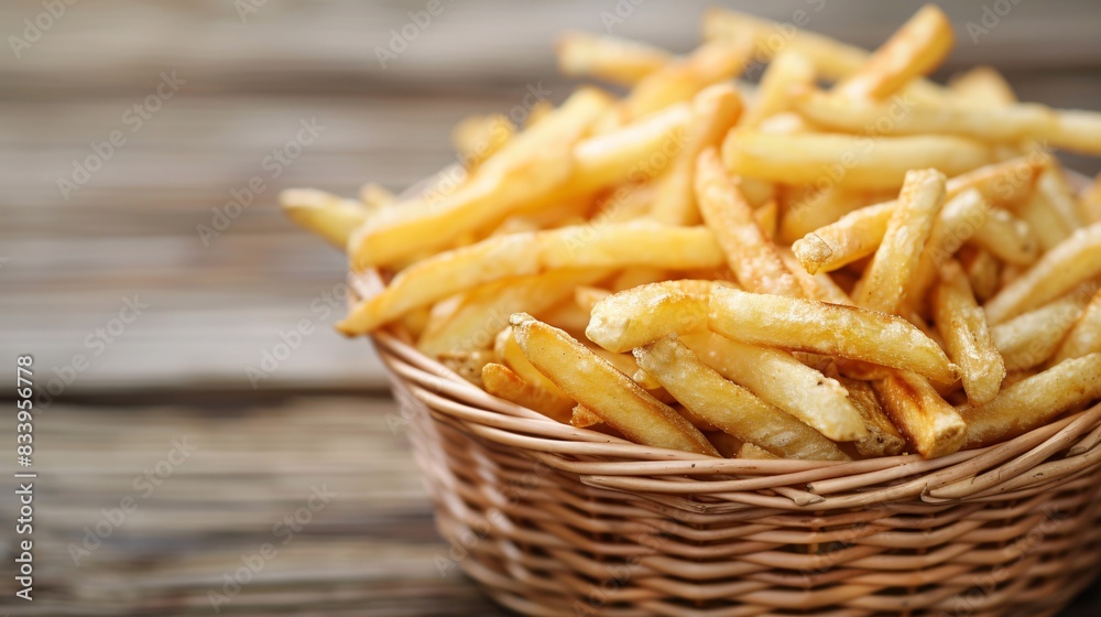 French Fries in Wicker Basket French Fries in Wicker Basket
