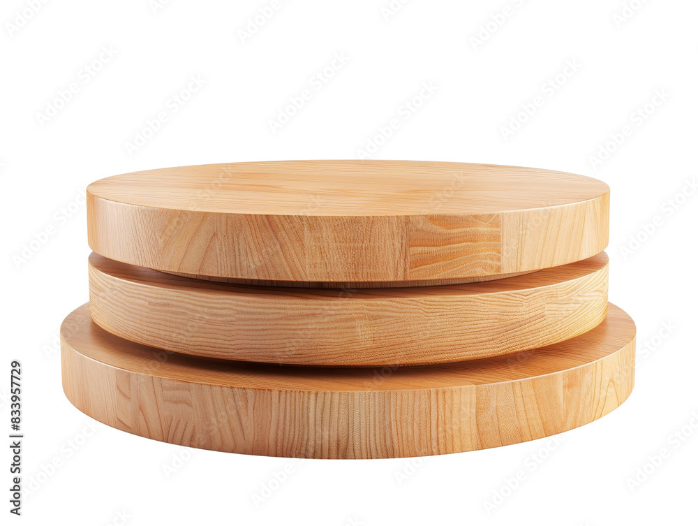 Wooden Podium for Product Placement Natural and Elegant Display Stand cut out transparent isolated on white background PNG file