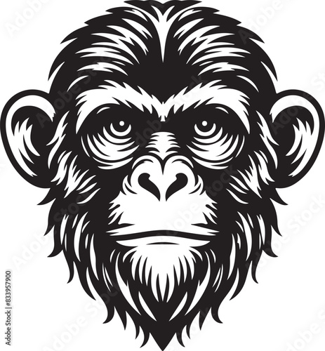 black and cartoon illustration of Monkey head