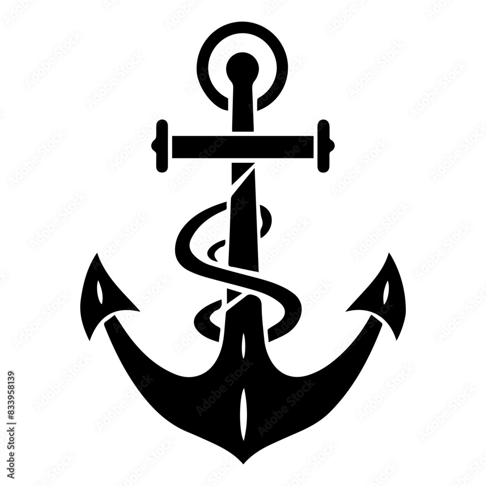 A black and white image of an anchor