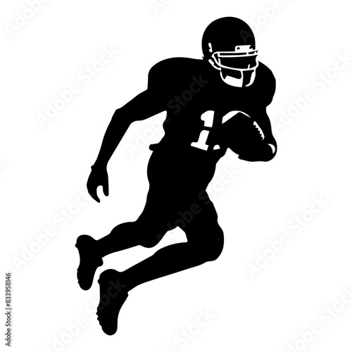 A silhouette of a football player running with the ball