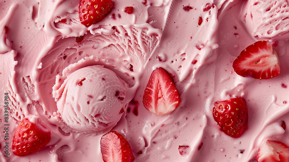 texture of strawberry ice cream close-up texture of strawberry ice cream close-up