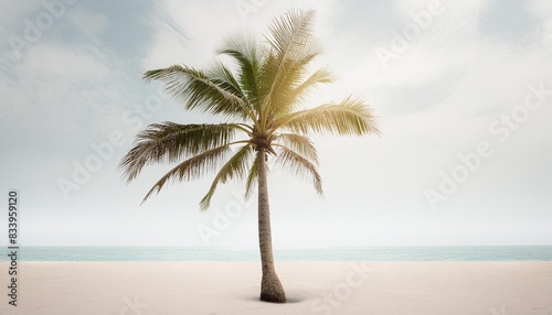 coconut tree in beach on white background with clipping path 3d illustration rendering