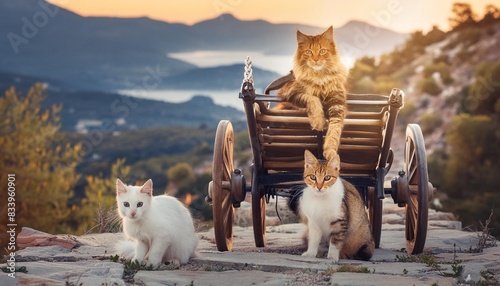 freya s chariot and three cats