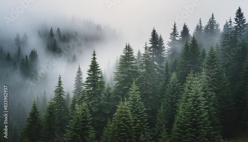 cedar forest in fog