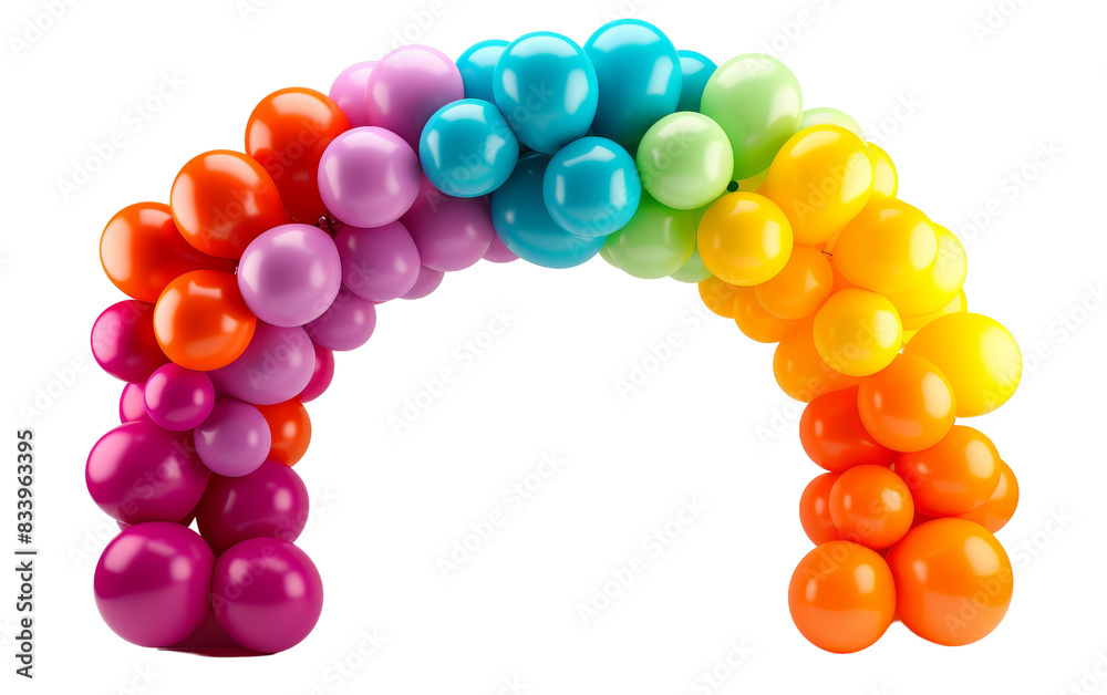 Vibrant Thematic Balloon Arch Festive Party Venue Decoration cut out transparent isolated on white background PNG file Vibrant Thematic Balloon Arch Festive Party Venue Decoration cut out transparent isolated on white background PNG file