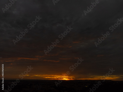 Sunset in Brazil. Magnificent sunset in winter in Brazil, selective focus.