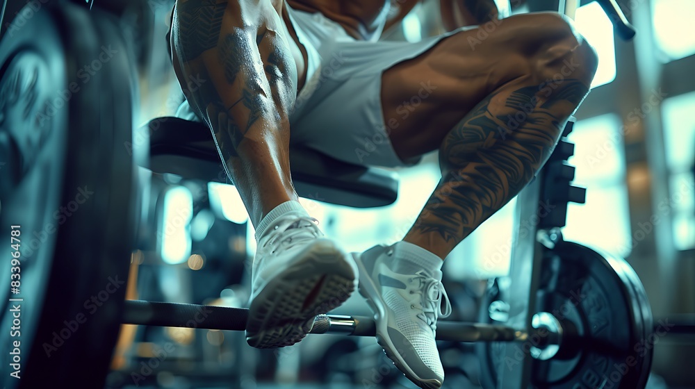 Leg Strength Focus, Man Performs Leg Presses on Machine