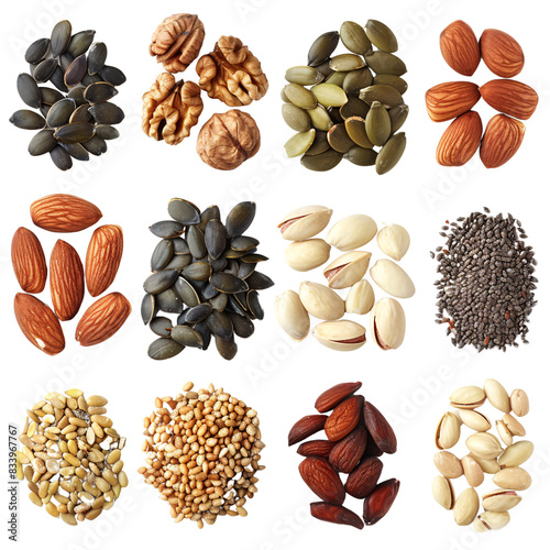 collection of beans and nuts on png background