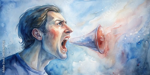 Watercolor painting depicting the concept of actions speak louder than words, watercolor, painting, concept, actions, speak, louder, words, communication, expression, symbolic, artwork photo